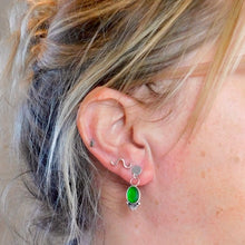 Load image into Gallery viewer, Bright Green Glass Sea Studs Sterling Silver Dangles
