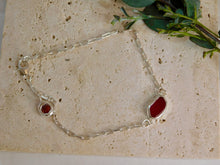 Load image into Gallery viewer, Red Sea Glass Sterling Silver Paperclip Chain Bracelet
