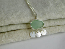 Load image into Gallery viewer, Aqua Sea Disc Dangle Sterling Silver Pendant
