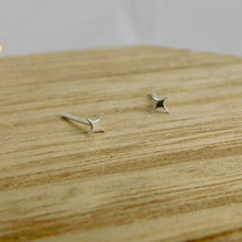 Load image into Gallery viewer, Tiny Four Point Star Sterling Silver Studs
