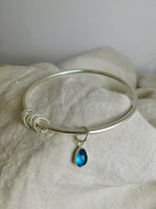 Chunky Kyanite Charm Sterling Silver Bangle