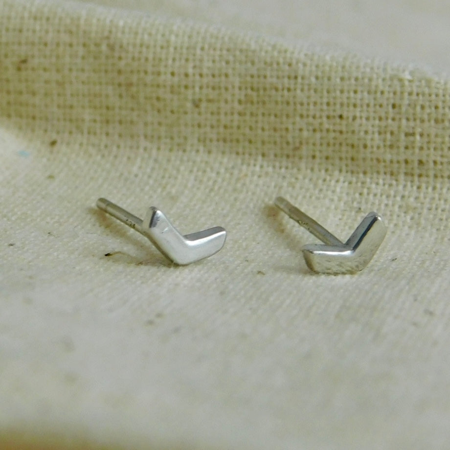 Chevron Shaped Sterling Silver Studs