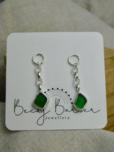Load image into Gallery viewer, Green Sea Glass Sterling Silver Studs Dangles
