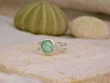 Load image into Gallery viewer, Aqua Sea Glass Double Sterling Silver Ring
