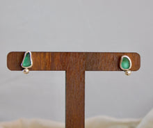 Load image into Gallery viewer, Teal Sea Glass Sterling Silver Studs
