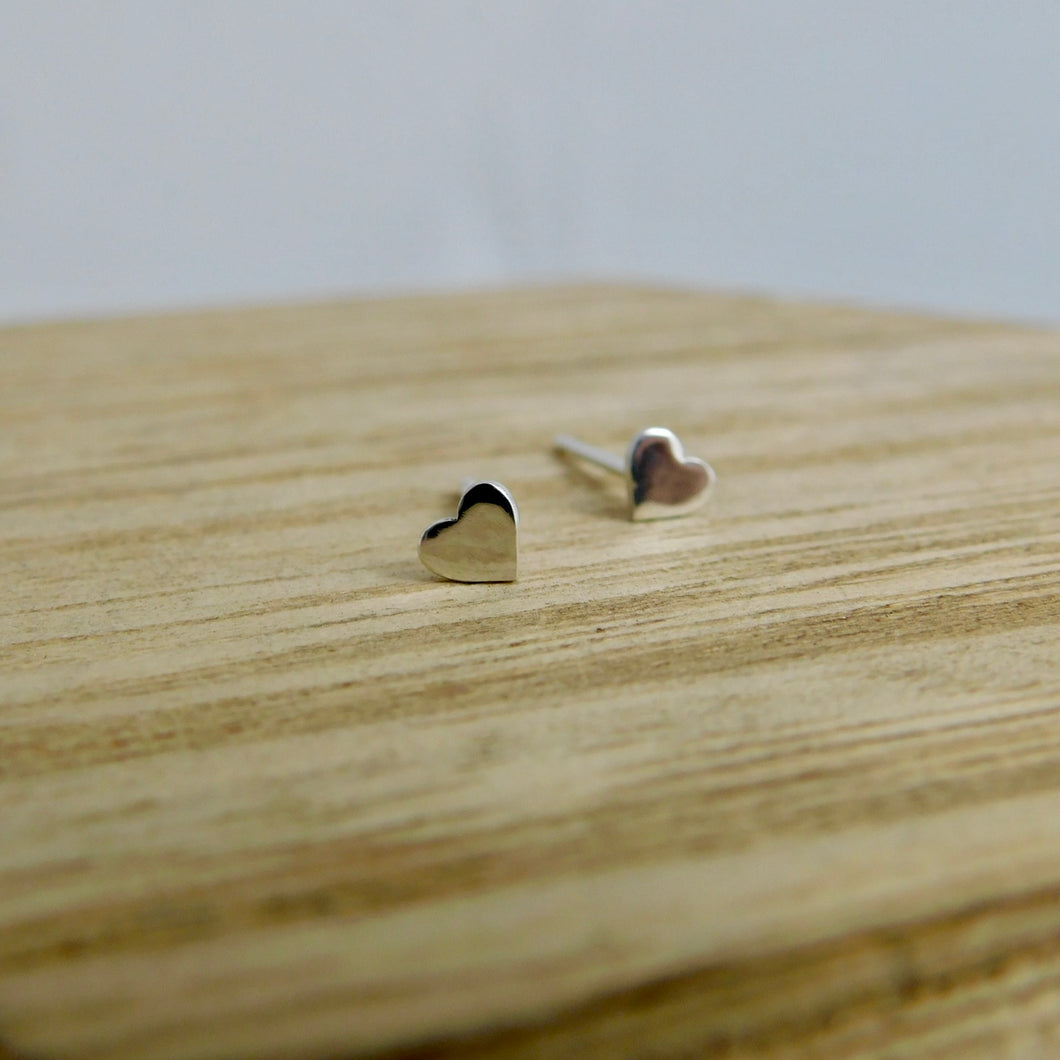 Shiny Heart Sterling Silver Studs