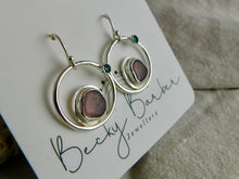Load image into Gallery viewer, Mauve Sea Glass Sterling Silver Dangles
