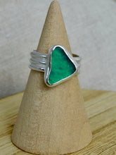 Load image into Gallery viewer, Jade Sea Glass Triple Sterling Silver Ring

