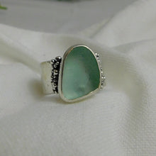 Load image into Gallery viewer, Made To Order Sea Glass Sea Foam Reticulated Sterling Silver Ring
