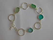 Load image into Gallery viewer, Statement Sea Glass Sterling Silver Hoop Link Bracelet
