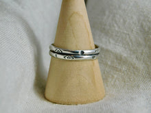 Load image into Gallery viewer, Emerald Aztec Stamped Sterling Silver Ring
