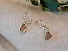 Load image into Gallery viewer, Mauve Sea Glass Sterling Silver Dangles
