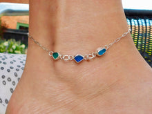 Load image into Gallery viewer, Multi Blue Sea Glass Sterling Silver Anklet
