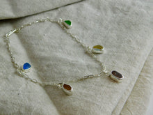 Load image into Gallery viewer, Rainbow Sea Glass Sterling Silver Anklet
