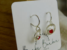 Load image into Gallery viewer, Orange Sea Glass Sterling Silver Hoop Dangles
