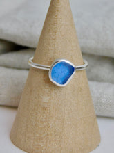 Load image into Gallery viewer, Ready To Wear Blue Sea Glass Sterling Silver Stacking Ring
