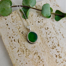 Load image into Gallery viewer, Bright Green Sea Glass Sterling Silver Pendant
