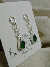Load image into Gallery viewer, Green Sea Glass Sterling Silver Studs Dangles
