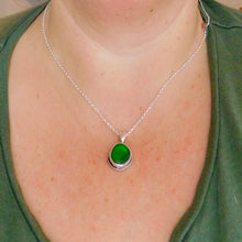 Load image into Gallery viewer, Bright Green Sea Glass Sterling Silver Pendant
