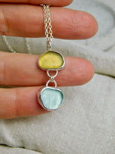 Load image into Gallery viewer, Yellow and Aqua Sea Glass Sterling Silver Pendant
