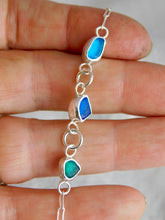 Load image into Gallery viewer, Multi Blue Sea Glass Sterling Silver Anklet
