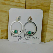 Load image into Gallery viewer, Aztec Sterling Silver Studs with Turquoise Oval Ear Jackets
