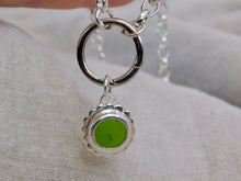 Load image into Gallery viewer, Olive Green Flower Sea Glass Sterling Silver Charm

