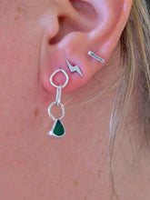 Load image into Gallery viewer, Green Sea Glass Sterling Silver Studs Dangles
