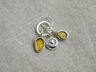 Yellow Sea Glass and Tourmaline Sterling Silver Pendant