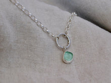 Load image into Gallery viewer, Aqua Sea Glass Sterling Silver Charm
