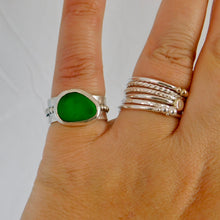 Load image into Gallery viewer, Bright Green Sea Glass Sea Foam Sterling Silver Ring
