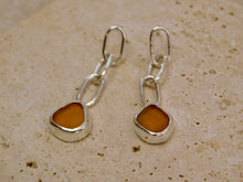Load image into Gallery viewer, Yellow Sea Glass Sterling Silver Stud Dangles
