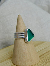 Load image into Gallery viewer, Jade Sea Glass Triple Sterling Silver Ring
