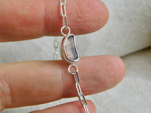 Load image into Gallery viewer, Mauve and Red Sea Glass Sterling Silver Paperclip Chain Bracelet
