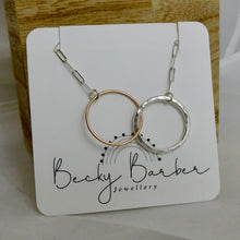 Load image into Gallery viewer, Sterling Silver and Gold Filled Double Hoop Necklace
