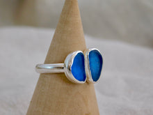 Load image into Gallery viewer, Blue Sea Glass Sterling Silver Cuff Ring
