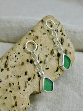 Load image into Gallery viewer, Green Sea Glass Sterling Silver Studs Dangles
