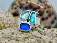 Made To Order Triple Sea Glass Sterling Silver Cuff Ring