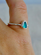 Load image into Gallery viewer, Ready To Wear Teal Sea Glass Sterling Silver Stacking Ring
