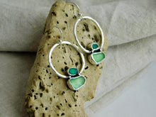 Load image into Gallery viewer, Jade Green Sea Glass Sterling Silver Dangles
