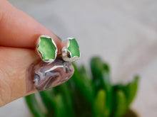 Load image into Gallery viewer, Light Green Sea Glass Sterling Silver Studs
