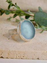 Load image into Gallery viewer, Cornflower Blue Sea Glass Sterling Silver Ring
