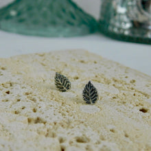 Load image into Gallery viewer, Oxidised Leaf Sterling Silver Studs
