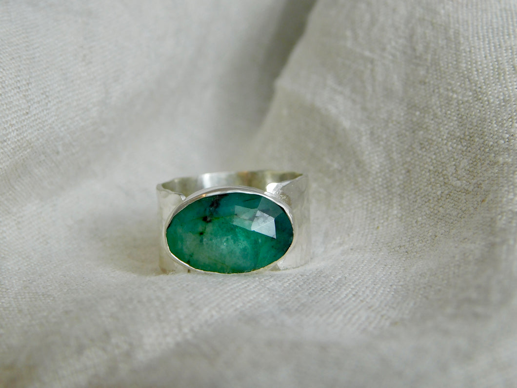 Statement Emerald Sterling Silver Ring
