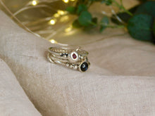 Load image into Gallery viewer, Labradorite and Sapphire Triple Sterling Silver Ring
