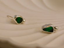 Load image into Gallery viewer, Teal Sea Glass Sterling Silver Studs
