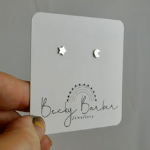 Load image into Gallery viewer, Moon and Star Sterling Silver Studs
