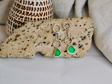 Load image into Gallery viewer, Green Sea Glass Sterling Silver Studs Dangles
