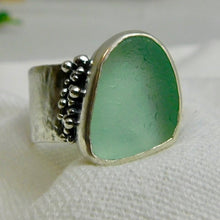 Load image into Gallery viewer, Made To Order Sea Glass Sea Foam Reticulated Sterling Silver Ring
