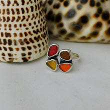 Load image into Gallery viewer, Four Autumn Colours Sea Glass Sterling Silver Cuff Ring
